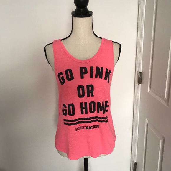 PINK VS  GO PINK OR GO HOME Muscle Tank Top Varsity Graphic Tee | XS - Picture 2 of 10